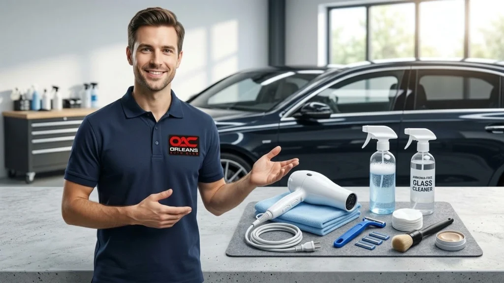 Tools needed to remove adhesive from tinted windows safely